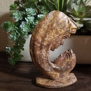 Madonna and Child Marbled Sculpture Figurine Onyx Tellez Tecali Puebla Mexico 5"